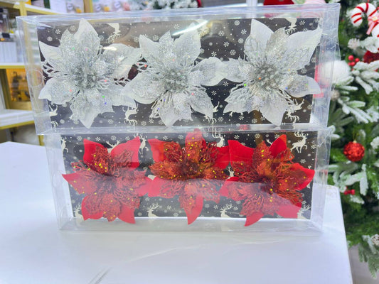 3 pcs set artificial Christmas decorating flowers