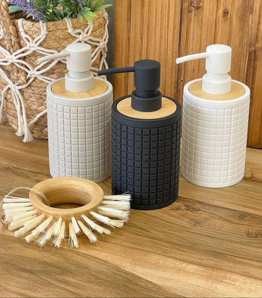 Bamboo luxury Lotion pump bottle for kitchen/ bathroom countertops / shower gel/ decorative soap dispenser