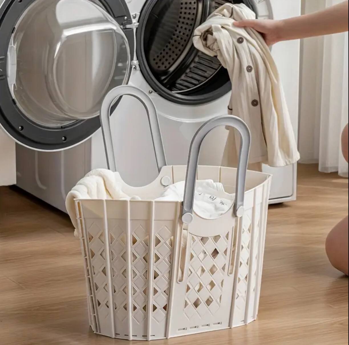 Plastic Handheld Folding Dirty Clothes Basket