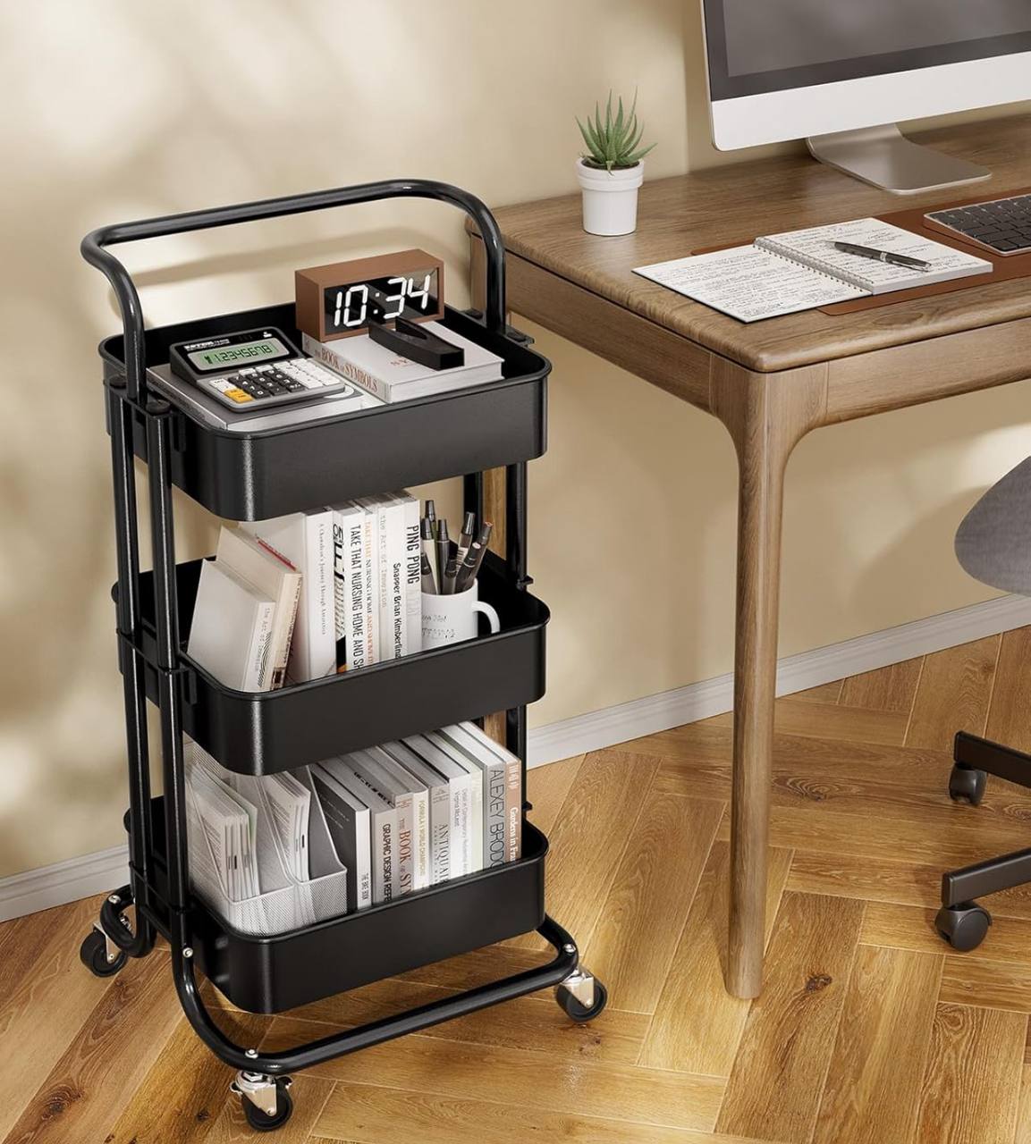 Multi-functional movable trolley storage rack
