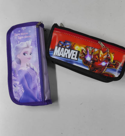 Cartoon themed Frozen Princess Elsa and Iron man Student Pencil pouch Case