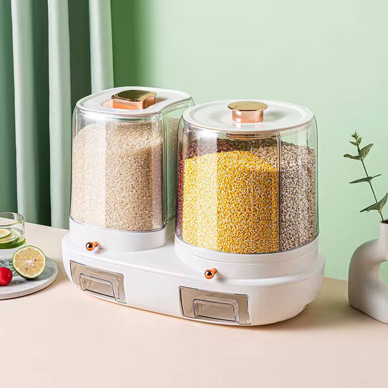 Rotatable grain storage box with compartments
