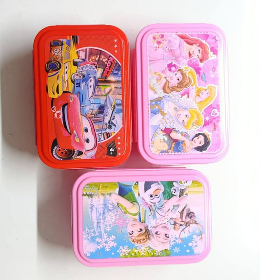 Disney Cartoon 2 partition Lunch Box, Student Daily School snack box Portable two Compartment kids school Lunch Box