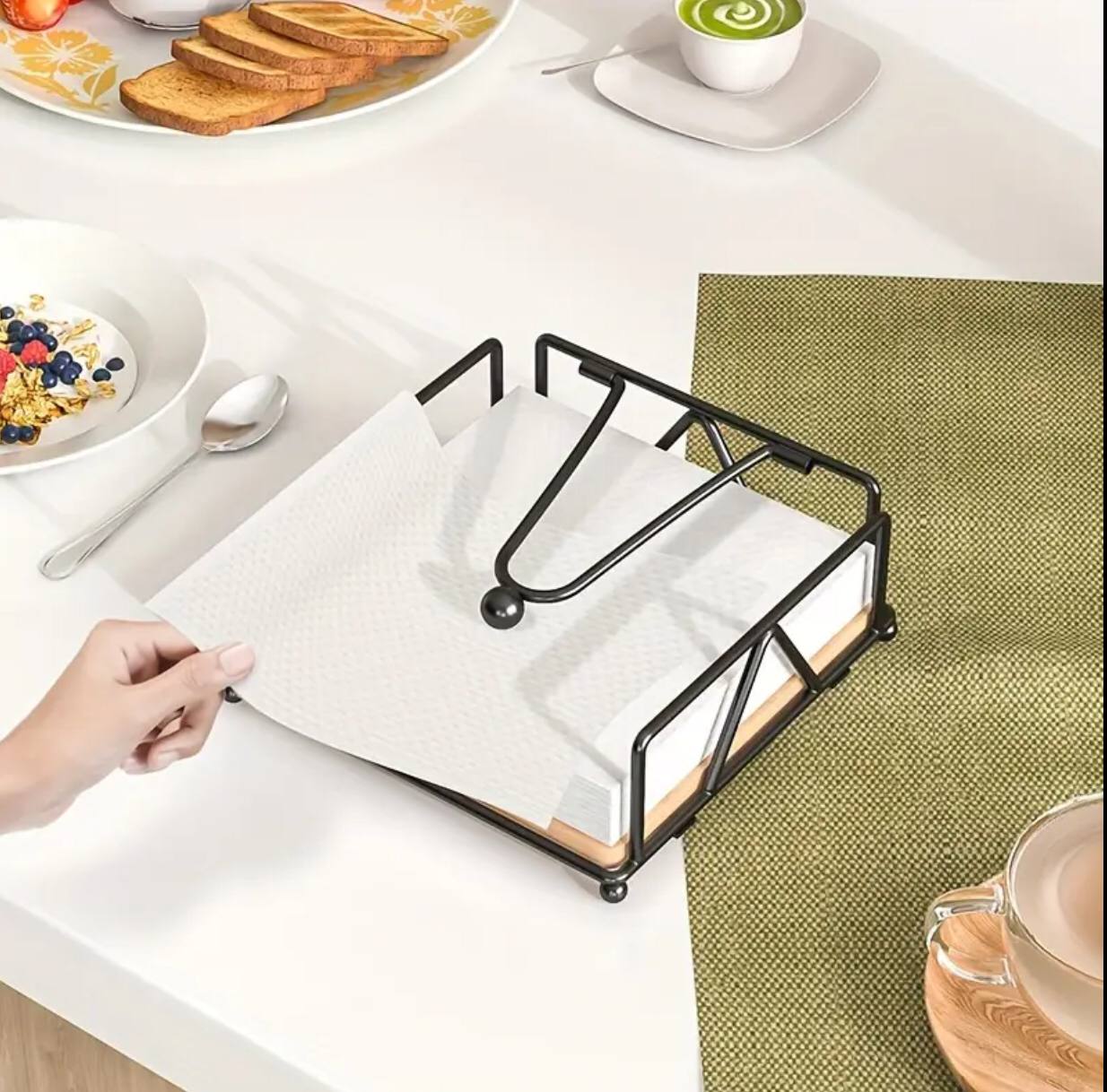 Luxury metallic serviette holder,with Bamboo place on