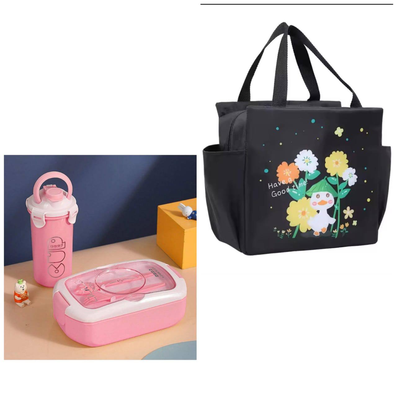 3 IN 1 LUNCH BOX WITH BOTTLE AND LUNCH BAG SET1