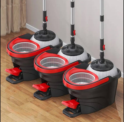 Black spin mop bucket with a foot pedal
