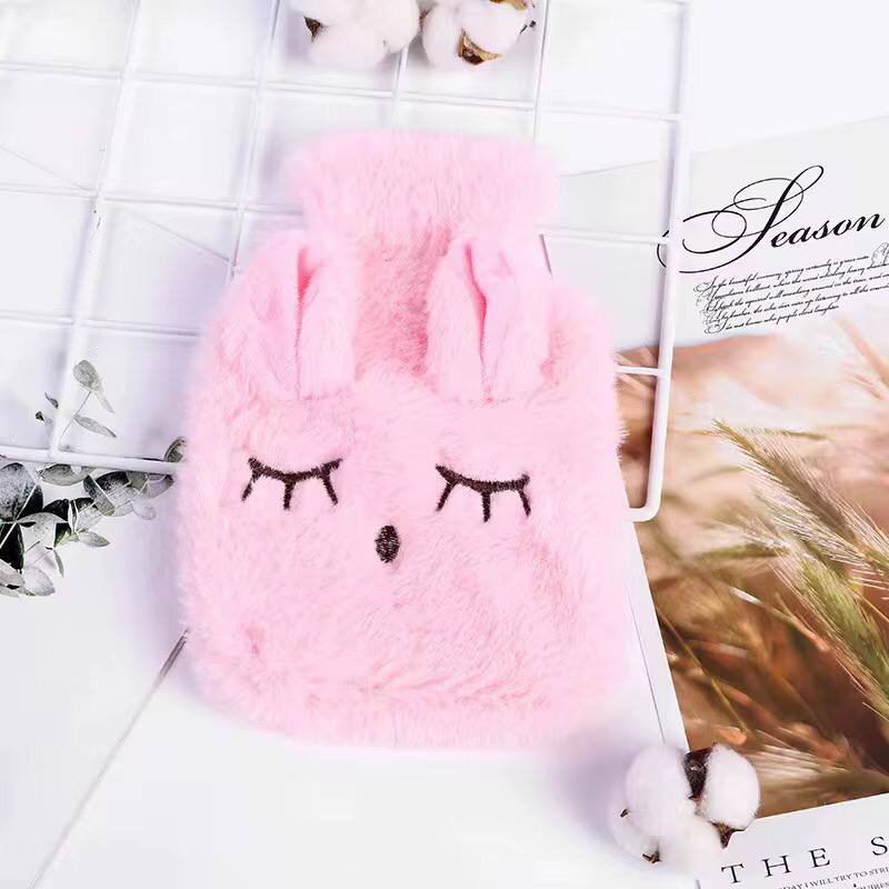 Cute rabbit shape fleece hot water bottle