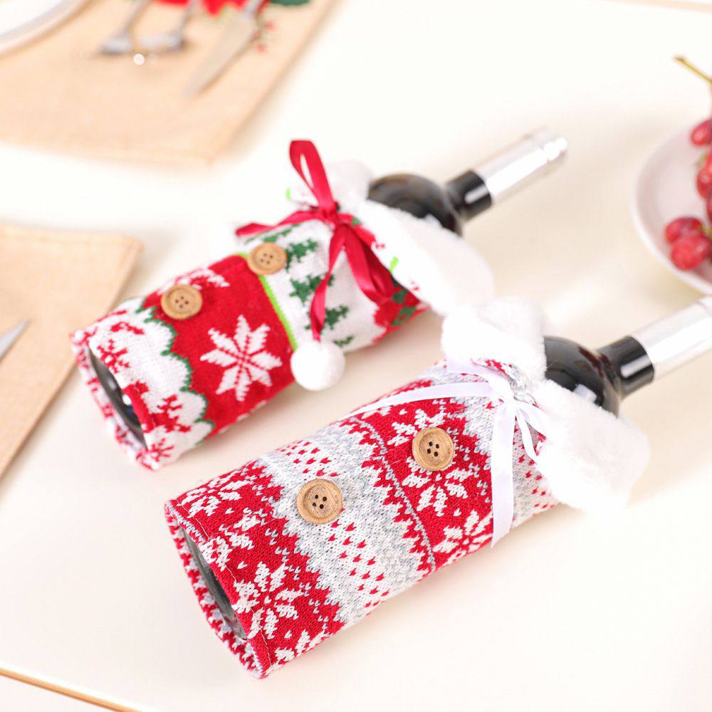 Fluffy Christmas Wine Bottle Cover Merry Christmas Decorations