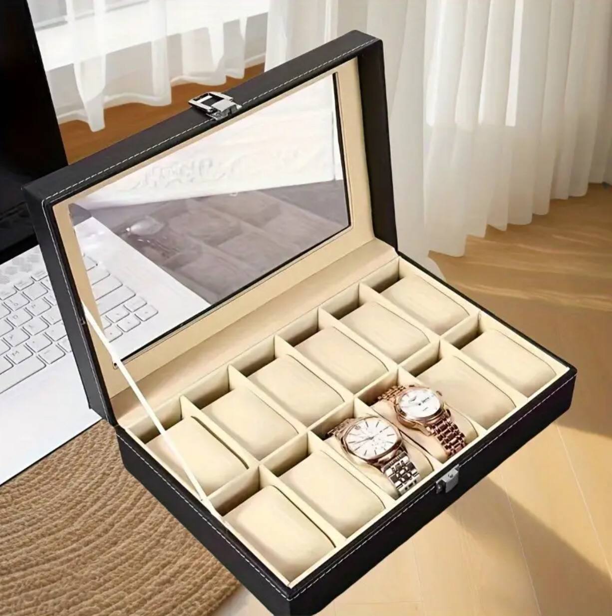 12 slots leather watch organizer