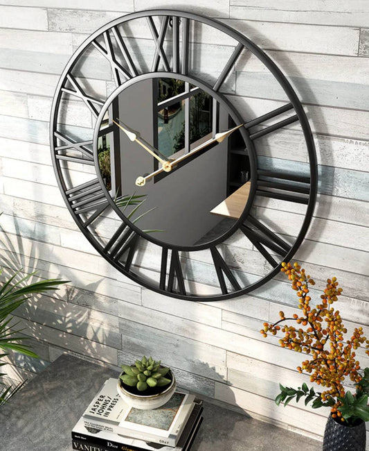 Creative wall clock metal with mirror