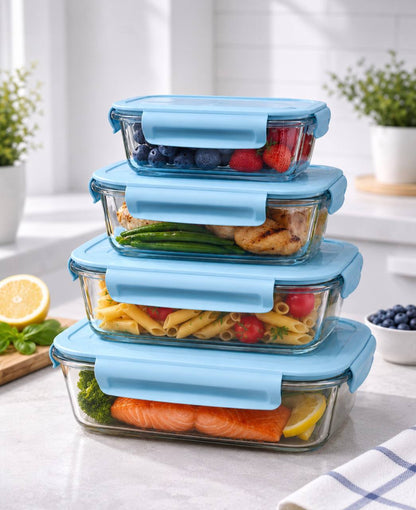 4 pcs glass food container set
