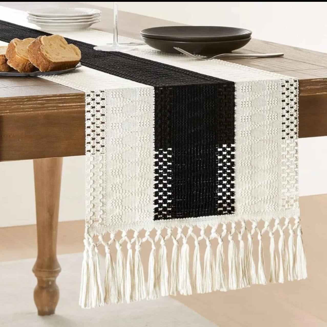 High quality Boho woven  table runner/bed runner with tassels.