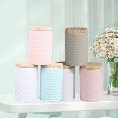Round Wood Grain Tin Box Metal Storage Home Organizer Coffee Tea Cans DIY Candle Making Jar