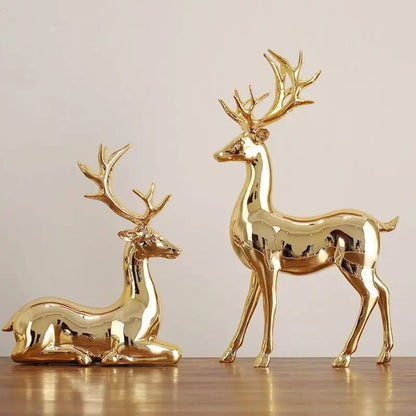 GOLD ELK DEER ORNAMENT FOR TV CABINET
