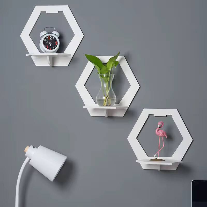 3Pcs Hexagon Floating Shelves