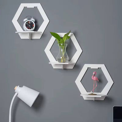 3Pcs Hexagon Floating Shelves