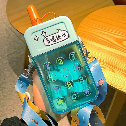 500ml Mobile Phone Shaped Water Bottle Adjustable Shoulder Straps for Kids and teenagers