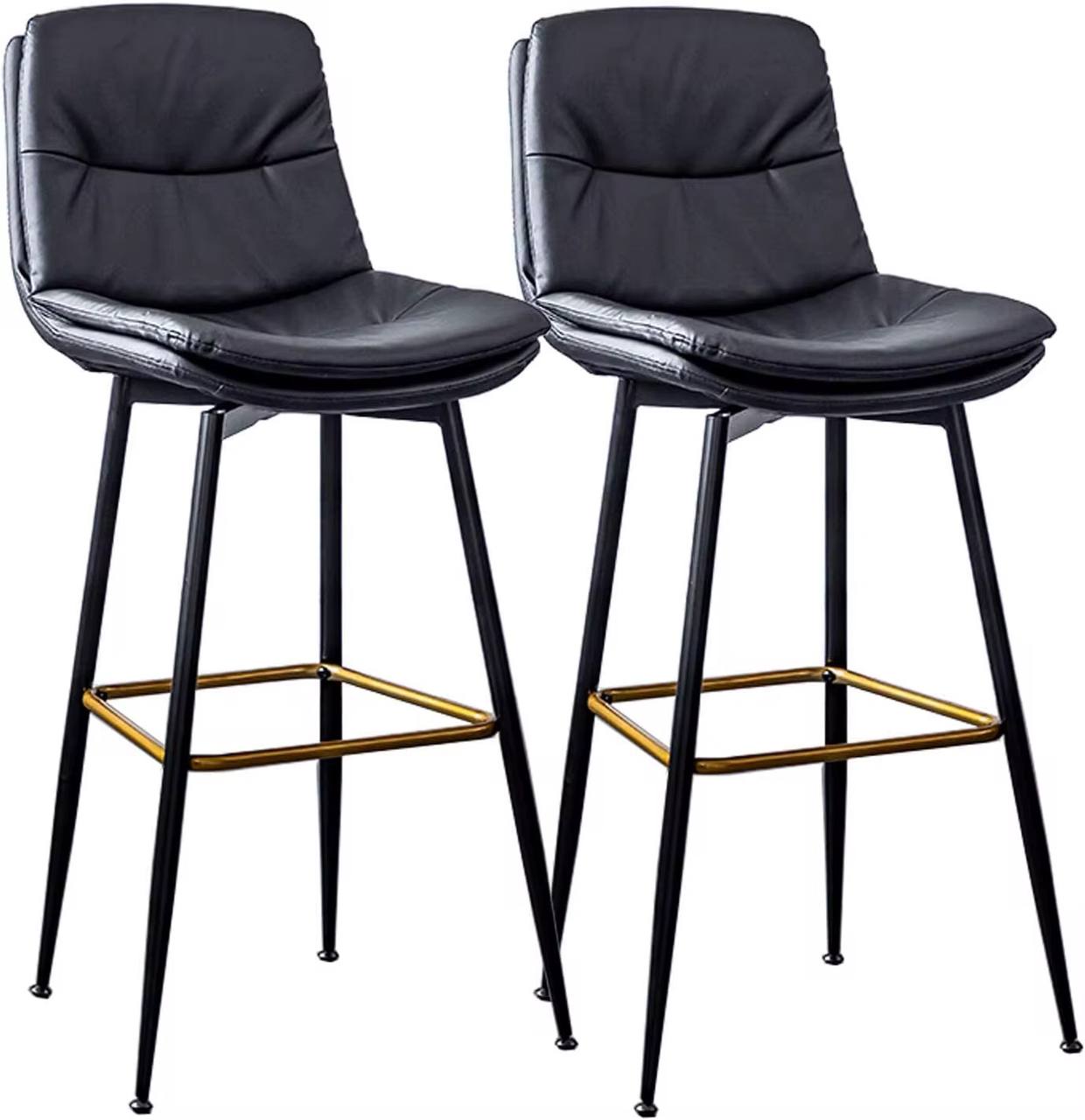 Black Faux Leather Barstools with Back