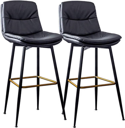 Black Faux Leather Barstools with Back