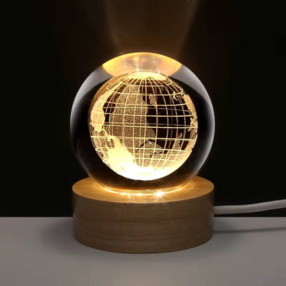 3D Earth Crystal LED Ball Night Lamp Warm Light - Compact USB Wall Charger 5V1A Output 1 For Birthday Christmas Astronomy Space Gifts For Boys Girls (Crystal Earth)