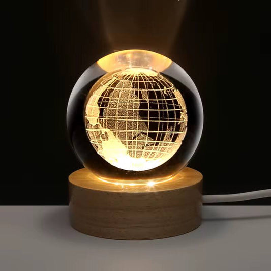 3D Earth Crystal LED Ball Night Lamp Warm Light - Compact USB Wall Charger 5V1A Output 1 For Birthday Christmas Astronomy Space Gifts For Boys Girls (Crystal Earth)