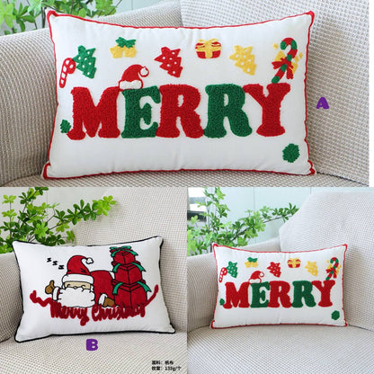 SNOWMAN EMBROIDERED CHRISTMAS QUALITY THROW PILLOW COVERS/CASES