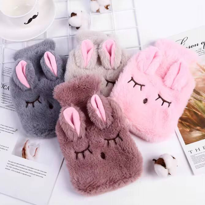 Cute rabbit shape fleece hot water bottle