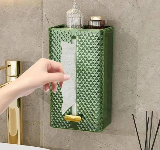 Adhesive sticker Wall mounted elegant diamond tissue box