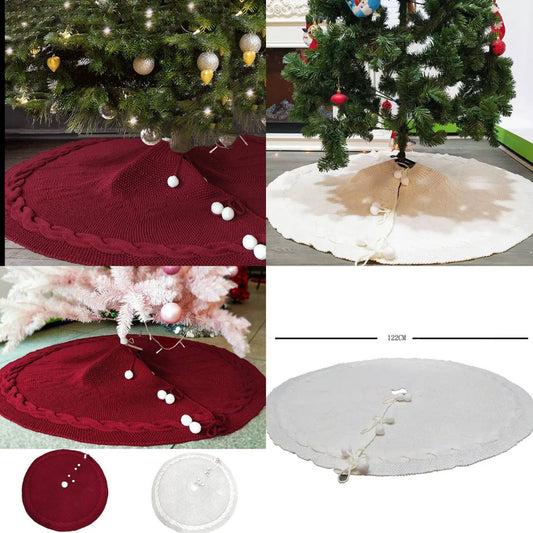 Christmas Knitted Tree Skirt Knitted Christmas Tree Apron Christmas Tree Skirt