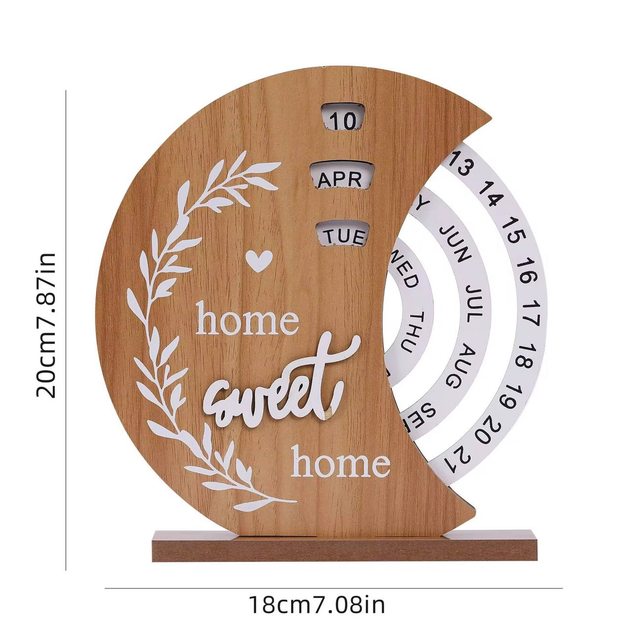 Wooden Creative Perpetual Calendar Home Decoration Office Desk Ornaments Manual Rotating Turpentine