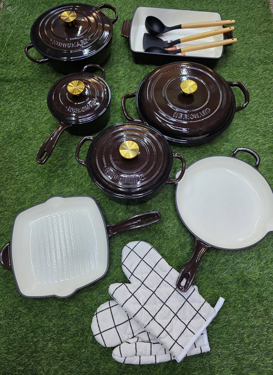 12 pcs Enamel Cast iron cooking pots