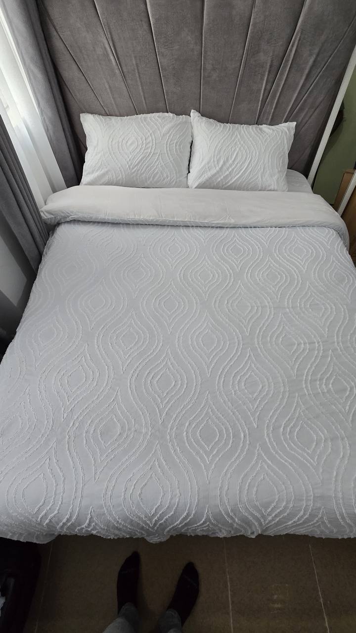 3pc Tufted  Wave Duvet cover setl