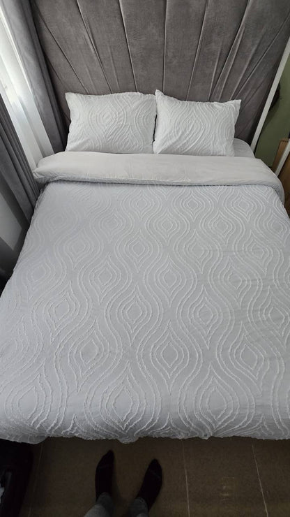 3pc Tufted  Wave Duvet cover setl