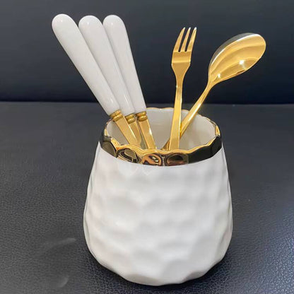 Nordic Light Luxury Fruit Fork and Spoon Ceramic Storage Tank Set