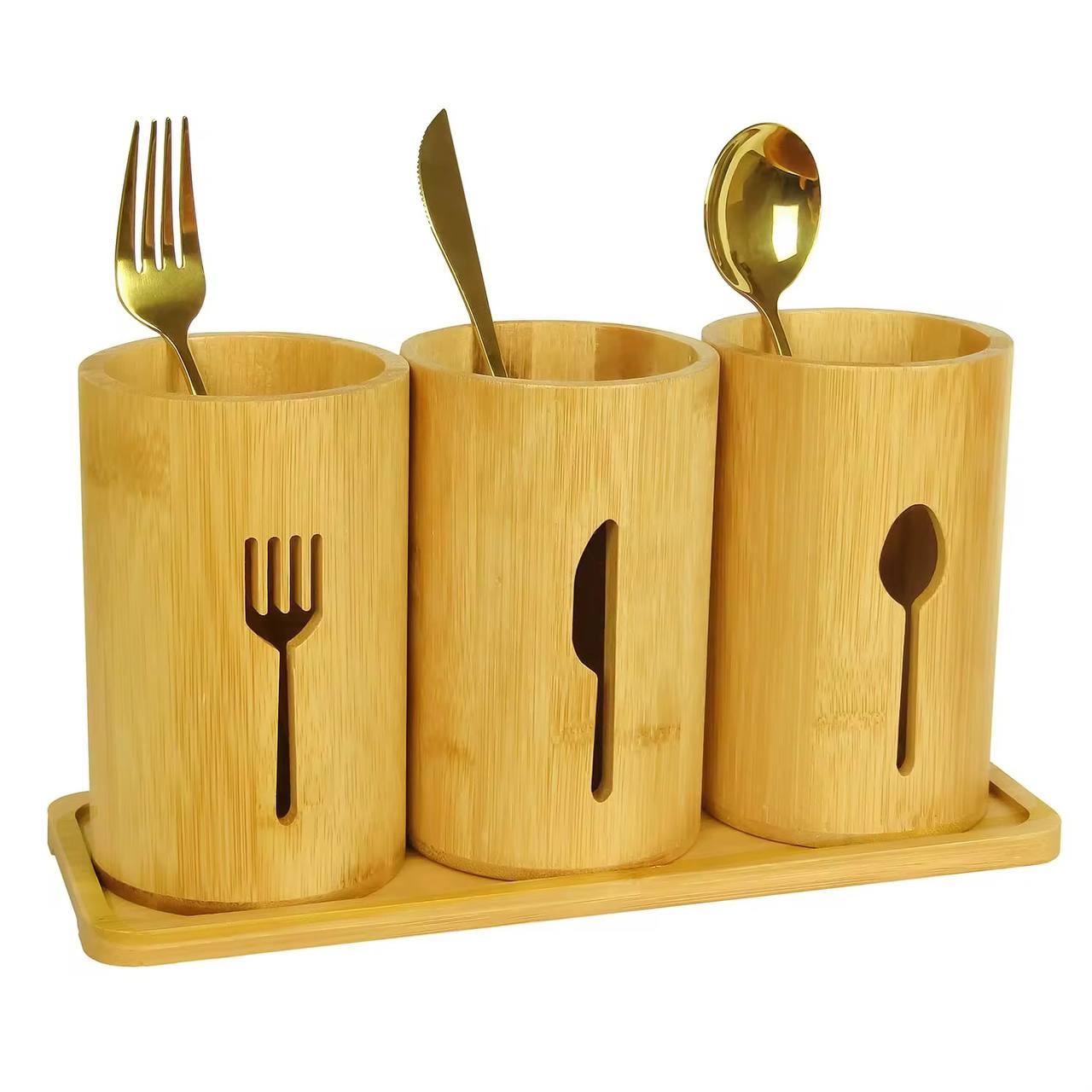 Eco-Friendly 4 in 1 Bamboo Cutlery Holder