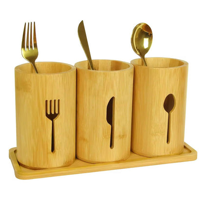 Eco-Friendly 4 in 1 Bamboo Cutlery Holder