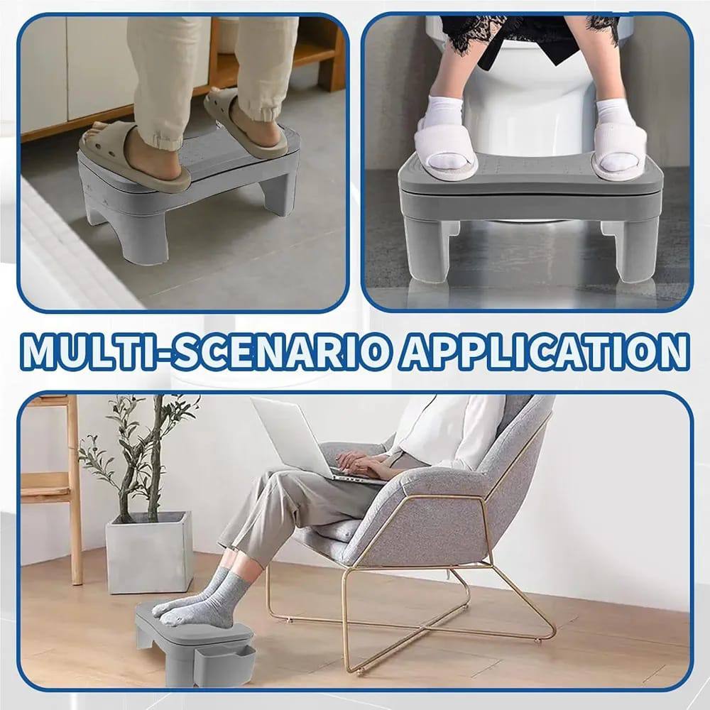 Ergonomic foldable / adjustable footrest with storage space
