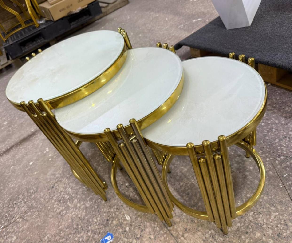 Marble top 3in 1 side stools, center tables