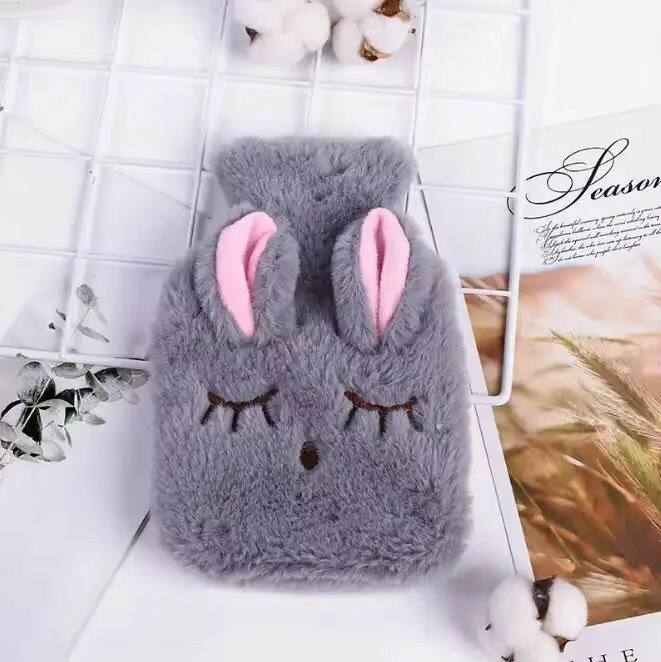 Cute rabbit shape fleece hot water bottle