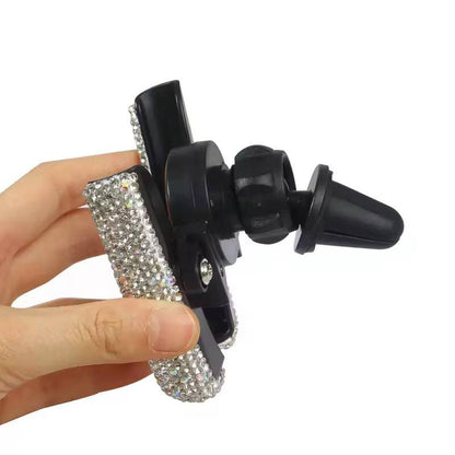Car Phone Holder Women Diamond Crystal Car Air Vent Mount Clip Mobile Phone Holder Stand