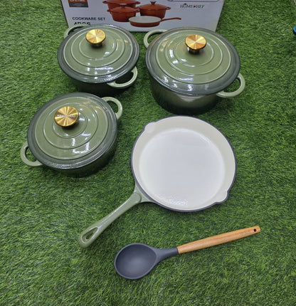 7pcs Enamel Cast iron cooking pots