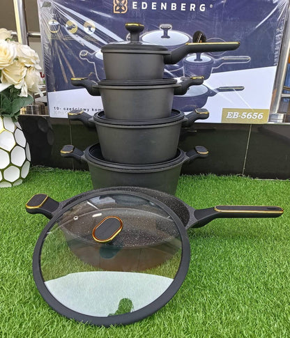 10pcs Edenburg  Nonstick cookware set with gold handles