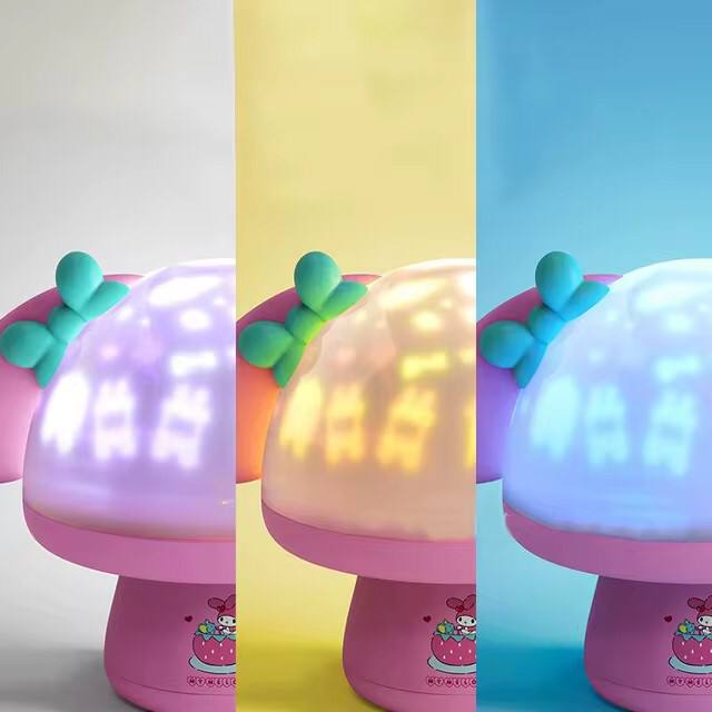 Mushroom Starry Sky Lamp, with kids melodies, Cartoon Lamp, Sanrios My Melody, Kuromi, Desktop lamp, Cute Christmas kids Gifts