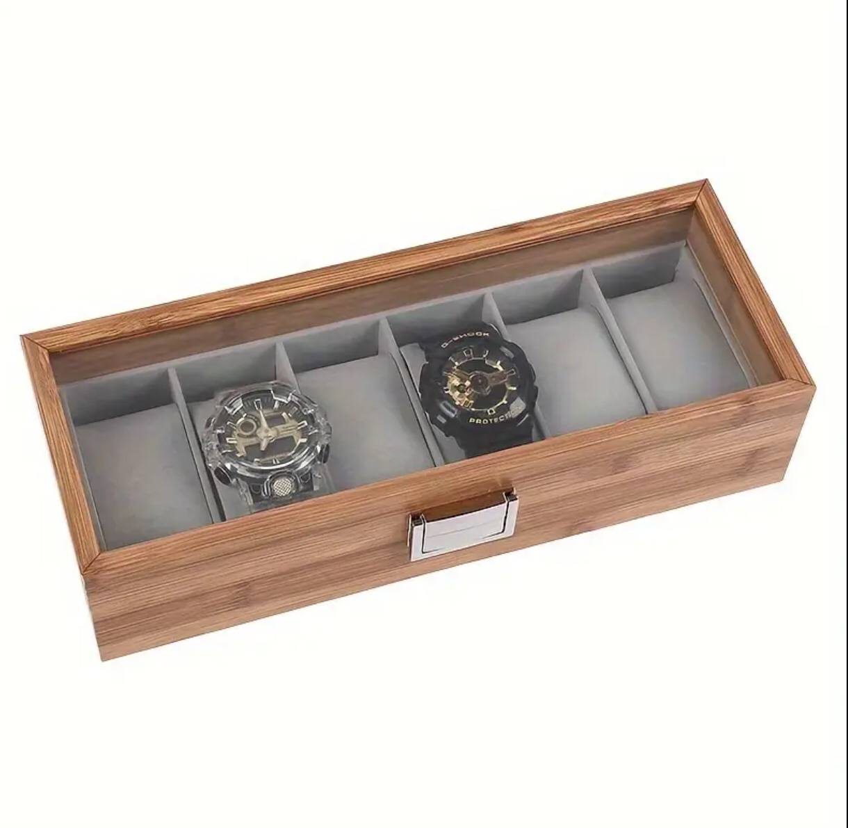 6 slots wooden watch organizer