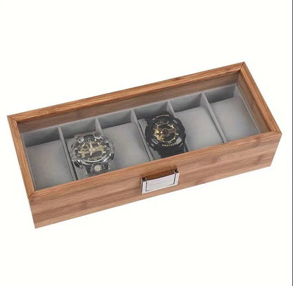 6 slots wooden watch organizer