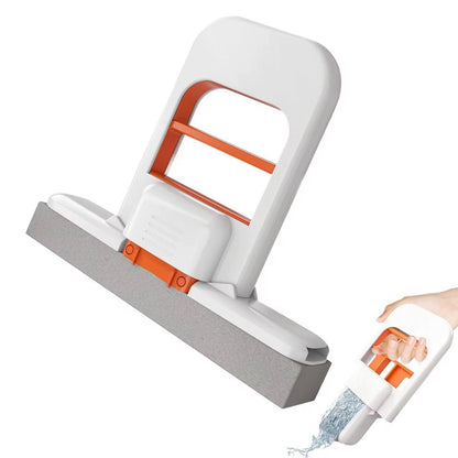 One-hand squeeze handle foldable desktop mop for indoor cleaning.