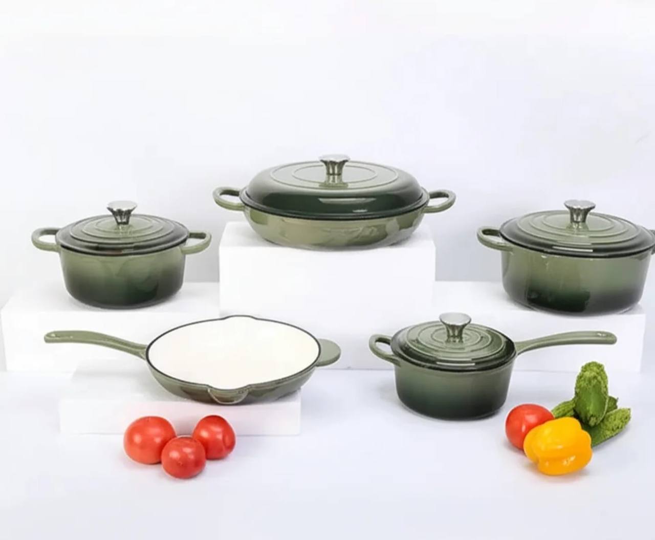9pcs Enamel Cast iron cooking
 pots