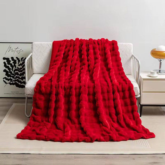 Christmas Red Soft Bubble Winter Throw Blanket
