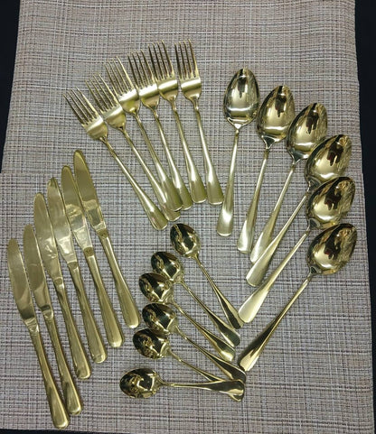 24Pcs Gold cutlery set