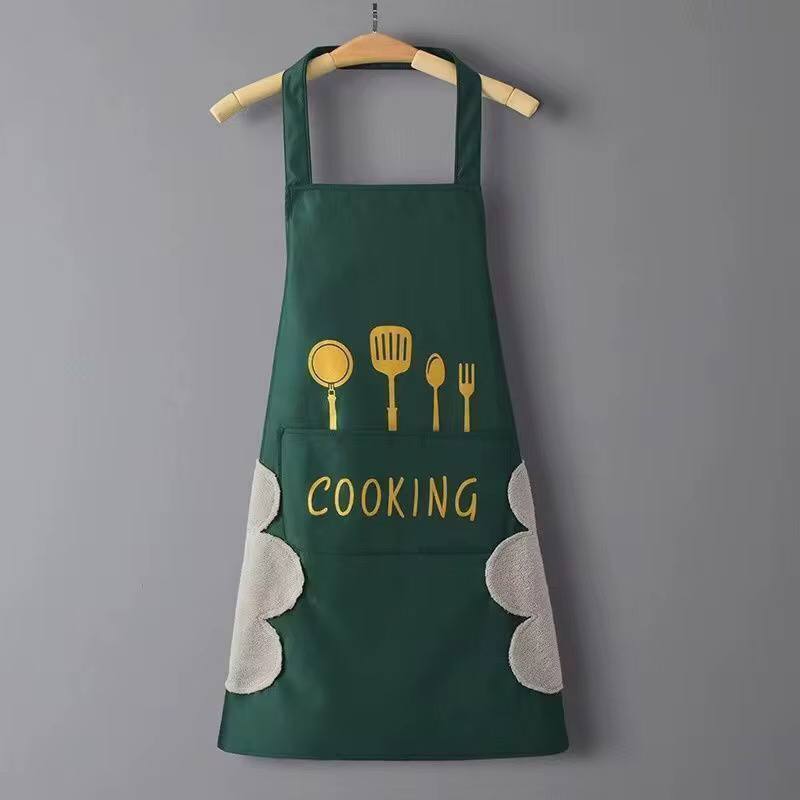 Waterproof Adults kitchen aprons with side wipes
